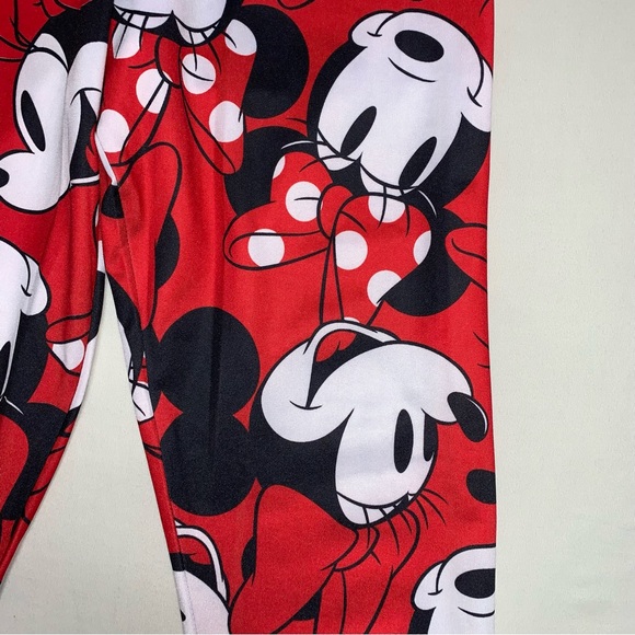 🆕 Disney Mickey Minnie Mouse Red Leggings Women’s Small Pattern Cartoon Pull On - Picture 4 of 7